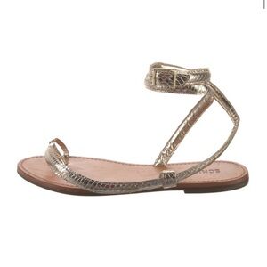 SCHUTZ Metallic Gold Ankle Strap Sandals